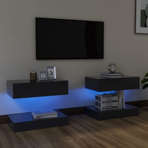 Lumarko Szafki pod TV z oświetleniem LED, 2 szt., szary, 60x35 cm