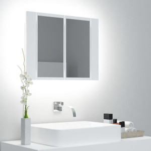 Lumarko Szafka łazienkowa z lustrem i LED, biała, 60x12x45 cm