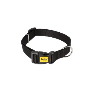 Obroża z taśmy z plastikowym zapięciem dla psa - czarny; (37 - 61 cm)