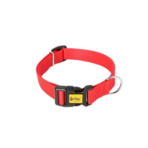 Obroża z taśmy z plastikowym zapięciem dla psa - czerwony; (20 - 32 cm)