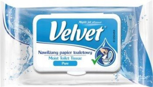 Velvet Pure, Nawilżany papier toaletowy, 42 listki
