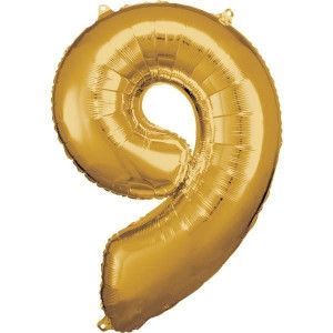 Balon Foliowy Złoty Cyfra 9 Złota 63x86 Cm