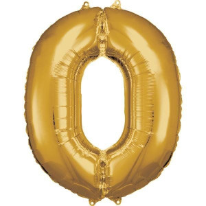 Balon Foliowy Złoty Cyfra 0 Złota 66x88 Cm
