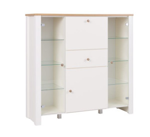 Komoda / Witryna 135cm Dąb Złoty / Krem BERGIO 12