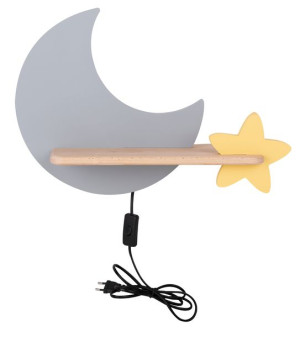 Moon Lampa Kinkiet Ścienny 5w Led Iq Kids Z Przewodem Z Wł. I Wtyczką Szar