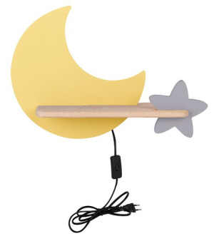 Moon Lampa Kinkiet Ścienny 5w Led Iq Kids Z Przewodem Z Wł. I Wtyczką Złoty