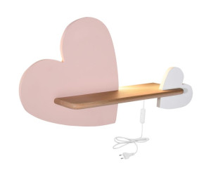 Heart Lampa Kinkiet 5w Led Iq Kids Z Przewodem Z Wł. I Wtyczką Różowy+biały
