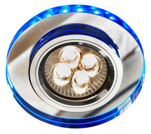 Ss-23 Ch/tr+bl Gu10 50w+led Smd 230v Niebieski 2,1w Chrom Opr. Strop. Stała