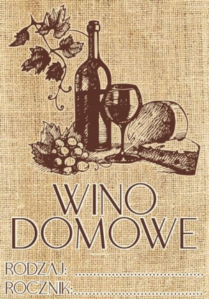 8x Etykiety WINO domowe NALEPKI zestaw retro 10cm