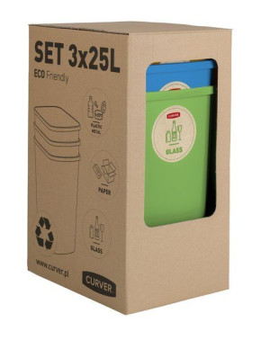 Curver zestaw koszy pojemników do segregacji odpadów ECO Friendly 3x25L