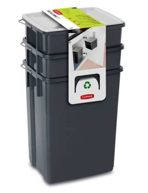 Zestaw 3 pojemników do segregacji odpadów Curver (2x10l,6l,pokrywki)