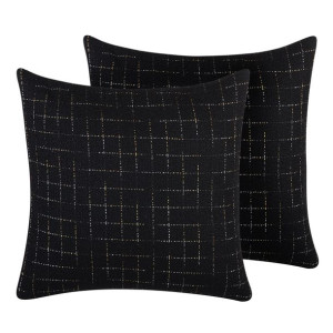 Zestaw 2 poduszek dekoracyjnych geometryczny wzór 45 x 45 cm czarny BELLFLO