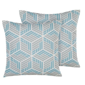 Zestaw 2 poduszek ogrodowych geometryczny wzór 45 x 45 cm szaro-niebieski V
