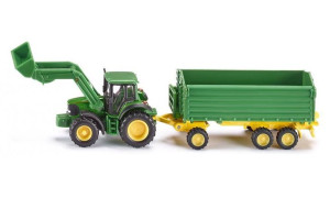 SIKU 1843 Traktor John Deere z Przyczepą i Ładowarką