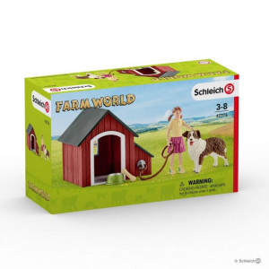 SCHLEICH 42376 5w1 BUDA DLA PSA Dziewczynka Owczarek Dom
