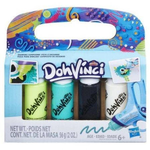 PLAY DOH Vinci CIASTOLINA zapas 4 kolory tuby biały czarny żółty niebieski