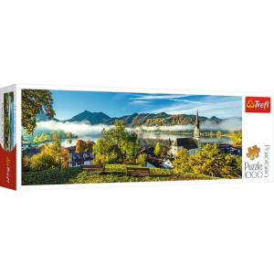 PUZZLE 1000 Panorama Jezioro góry mgła nad jeziorem
