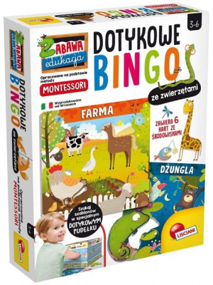 MONTESSORI + Bingo dotykowe zwierzęta zabawa gra