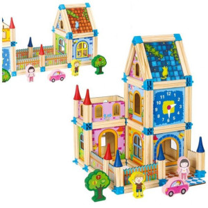 Drewniane Klocki Konstrukcyjne Budowanie Domek 6w1