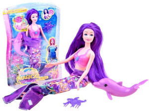 Lalka syrenka w magicznej sukni + delfinek ZA2394