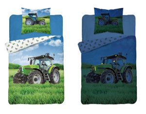 Pościel Świecąca w ciemności zielony traktor 140X200