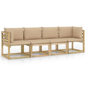 Ogrodowa sofa 4-os. z beżowymi poduszkami