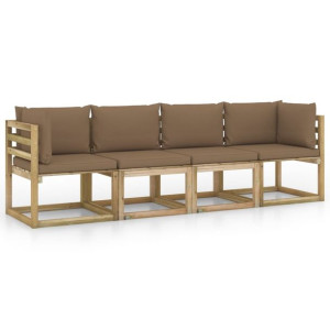 Ogrodowa sofa 4-os. z poduszkami w kolorze taupe