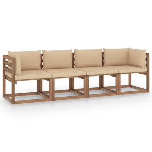 Ogrodowa sofa 4-osobowa z palet, z poduszkami, drewno sosnowe