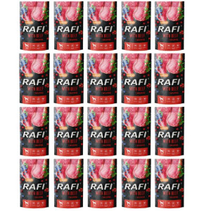 Pakiet Rafi Mokra Karma Dla Psa Wołowina, Borówka, Żurawina 20 x 500 g