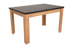 Stół laminowany rozkładany dąb craft/czarny 80x120/160 cm *C-2