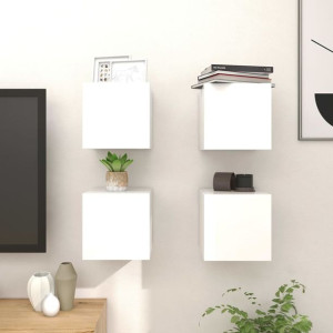 Lumarko Wiszące szafki TV, 4 szt., wysoki połysk, białe, 30,5x30x30 cm