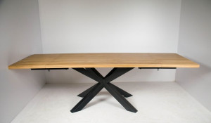 Stół loftowy rozkładany 160x90+2x50 pająk fornir dębowy