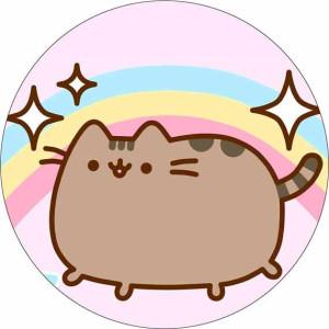 Opłatek na tort Kot PUSHEEN z tęczą