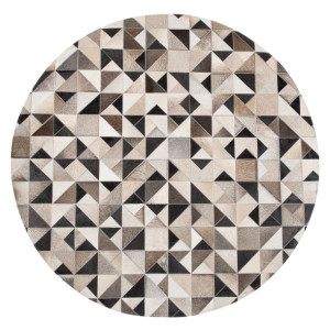 Dywan patchwork okrągły skórzany ø 140 cm beżowy KIRKLAR