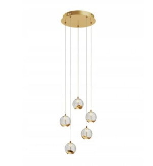 Lampa Led Wisząca Sufit Żyrandol Złote Kule Klosz