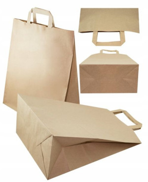 Torebki Papierowe 32x16x39 Brąz 100 Sztuk Catering