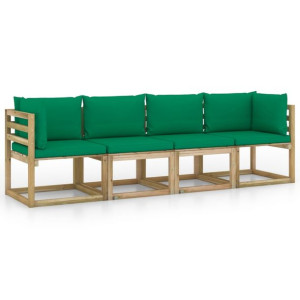 Ogrodowa sofa 4-os. z zielonymi poduszkami