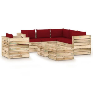 8-cz. zestaw wypoczynkowy do ogrodu, z poduszkami, drewniany