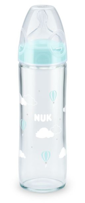 Butelka szklana NUK FC+ New Classic 240  ml smoczek silikon M (0-6m)