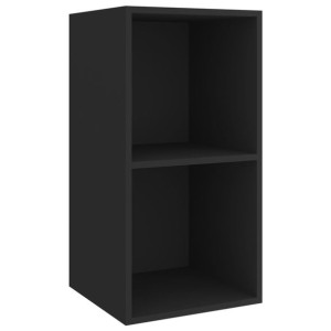 Wisząca szafka pod TV, czarna, 37x37x72 cm, płyta wiórowa