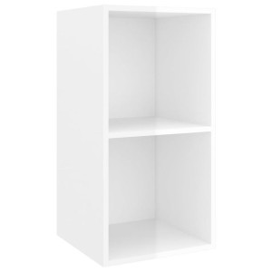 Wisząca szafka pod TV, wysoki połysk, biała, 37x37x72 cm