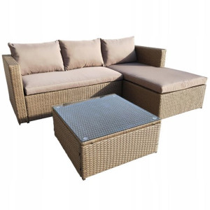 ZESTAW MEBLI OGRODOWYCH narożnik sofa stolik KPL