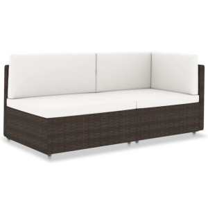 Lumarko Sofa modułowa 2-osobowa, rattan PE, brązowa