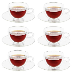 SZKŁO  Zestaw kawowy 6x filiżanki termiczne 250ml +spodek
