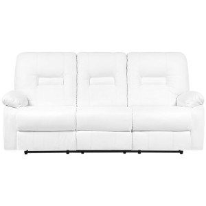 Sofa z funkcją relaksu 3-osobowa ekoskóra biała BERGEN