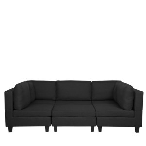 Sofa modułowa 5-osobowa z otomaną czarna FEVIK