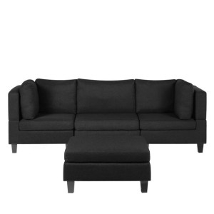 Sofa modułowa 3-osobowa z otomaną czarna FEVIK
