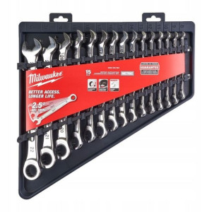 Milwaukee Klucze Płaskie z Grzechotka 8-22mm 15szt