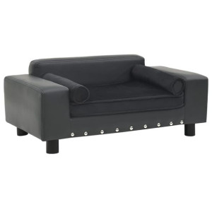 Sofa dla psa, ciemnoszara, 81x43x31 cm, plusz i sztuczna skóra