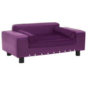 Sofa dla psa, burgundowa, 81x43x31 cm, plusz i sztuczna skóra